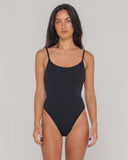 RUSTY SANDALWOOD Hi Leg One Piece - BLACK