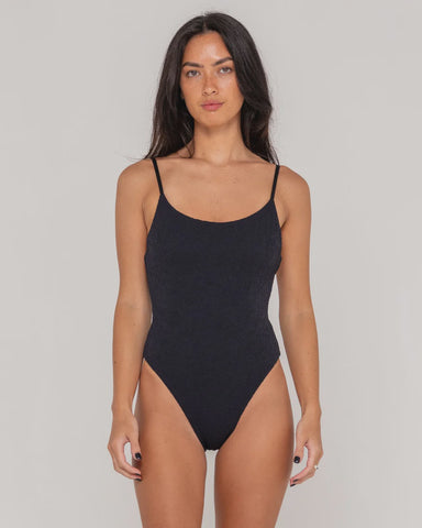 RUSTY SANDALWOOD Hi Leg One Piece - BLACK