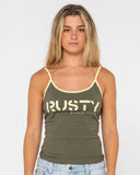 RUSTY Tank Girl Contrast Singlet  - KHARKI