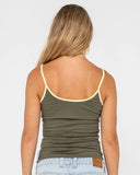 RUSTY Tank Girl Contrast Singlet  - KHARKI