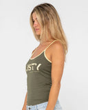 RUSTY Tank Girl Contrast Singlet  - KHARKI