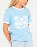 RUSTY Girls Bobbie Oversized Tee  - RETRO BLUE