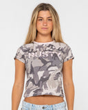 RUSTY Tank Girl All Ova Baby Tee - CAMO