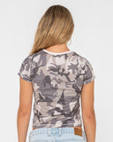 RUSTY Tank Girl All Ova Baby Tee - CAMO