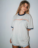 RUSTY Wave Rider 2.0 Ringer Oversize Tee - ECRU MARLE