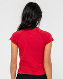 RUSTY Flocked Up Cap Sleeve Baby Tee - RED