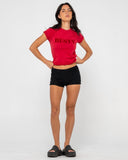 RUSTY Flocked Up Cap Sleeve Baby Tee - RED