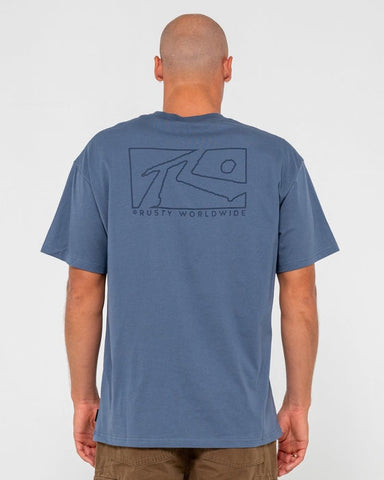 RUSTY Boxed Out Short Sleeve Tee - CHINA BLUE