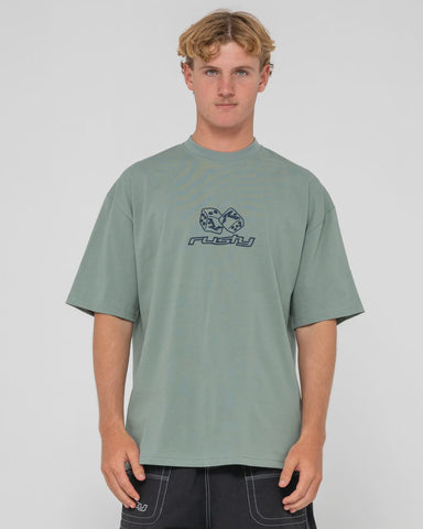 RUSTY Double Or Nothin Short Sleeve Tee - SLATE