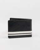 RUSTY White Line Leather Wallet - BLACK