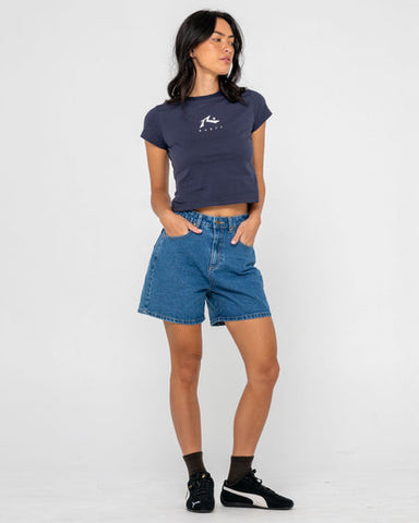 RUSTY Cyprus High Denim Short Girls - MIDDY BLUE