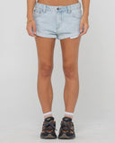 RUSTY Phoenix Low Rise Denim Mini Short - SKY BLUE HEATHER