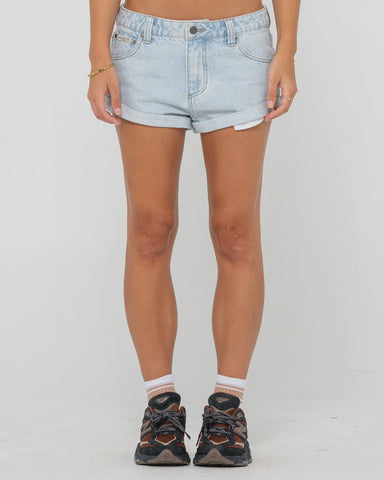 RUSTY Phoenix Low Rise Denim Mini Short - SKY BLUE HEATHER