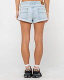 RUSTY Phoenix Low Rise Denim Mini Short - SKY BLUE HEATHER