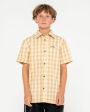 RUSTY Boys Datsun Check Short Sleeve Shirt - LIGHT KHAKI