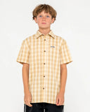 RUSTY Boys Datsun Check Short Sleeve Shirt - LIGHT KHAKI