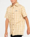 RUSTY Boys Datsun Check Short Sleeve Shirt - LIGHT KHAKI