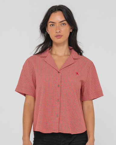 RUSTY Summer Court Short Sleeved Shirt - RED