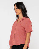 RUSTY Summer Court Short Sleeved Shirt - RED