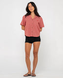 RUSTY Summer Court Short Sleeved Shirt - RED