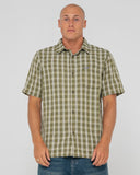 RUSTY Datsun Check Short Sleeve Shirt -  ARMY GREEN