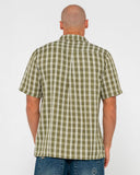 RUSTY Datsun Check Short Sleeve Shirt -  ARMY GREEN