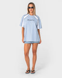 RUSTY Wavers Tide Oversize Short Sleeve Tee - RETRO BLUE/WHITE