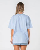 RUSTY Wavers Tide Oversize Short Sleeve Tee - RETRO BLUE/WHITE