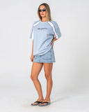 RUSTY Wavers Tide Oversize Short Sleeve Tee - RETRO BLUE/WHITE