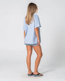 RUSTY Wavers Tide Oversize Short Sleeve Tee - RETRO BLUE/WHITE