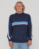 RUSTY - White Lines Knit Sweater - NAVY / BLUE ECRU