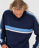RUSTY - White Lines Knit Sweater - NAVY / BLUE ECRU