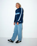 RUSTY - White Lines Knit Sweater - NAVY / BLUE ECRU
