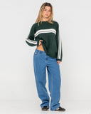 RUSTY White Lines Long Sleeve Crew Neck Knit - GREEN GABLES