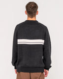 RUSTY White Lines 2.0 Knit Crew - BLACK MARLE