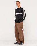 RUSTY White Lines 2.0 Knit Crew - BLACK MARLE