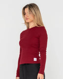 RUSTY - Essentials Ribbed Long Sleeve Tee - RHUBARB