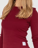 RUSTY - Essentials Ribbed Long Sleeve Tee - RHUBARB
