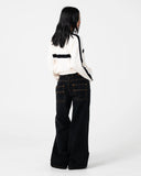 RUSTY White Lines Long Sleeve Crew Neck Knit - CREAM/BLACK