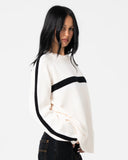 RUSTY White Lines Long Sleeve Crew Neck Knit - CREAM/BLACK