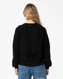 RUSTY Two Tales Knitted Crew - BLACK
