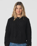 RUSTY Two Tales Knitted Crew - BLACK