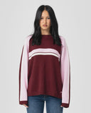 RUSTY White Lines Long Sleeve Crew Neck Knit 2.0 - BURGUNDY