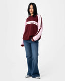 RUSTY White Lines Long Sleeve Crew Neck Knit 2.0 - BURGUNDY