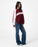 RUSTY White Lines Long Sleeve Crew Neck Knit 2.0 - BURGUNDY