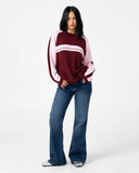 RUSTY White Lines Long Sleeve Crew Neck Knit 2.0 - BURGUNDY
