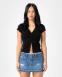 RUSTY I'm Hooked Cap Sleeve Fashion Top - BLACK