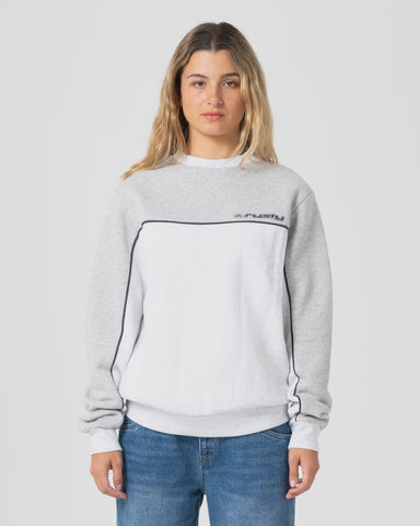 RUSTY Polar Popped Panelled Crew Fleece - GREY/MARLE