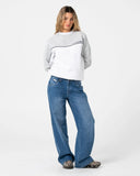 RUSTY Polar Popped Panelled Crew Fleece - GREY/MARLE