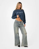 RUSTY Caliway DIY Crew Neck Fleece - WASHED BLUE